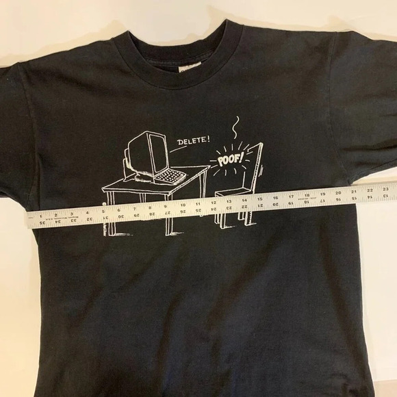 Computer Gear Oneita Men's Vintage Single Stitch Delete! Poof! T Shirt Size L - Picture 8 of 10